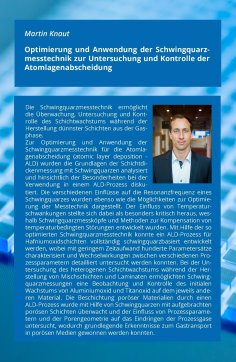 eBook: Optimierung und Anwendung der Schwingquarzmesstechnik zur Untersuchung und Kontrolle der Atomlagenab
