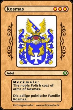 eBook: The noble Polish coat of arms of Kosmas. Die adlige polnische Familie Kosmas.