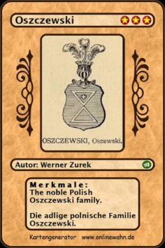 eBook: The noble Polish Oszczewski family. Die adlige polnische Familie Oszczewski.