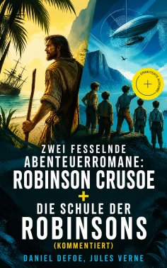 eBook: Zwei fesselnde Abenteuerromane: Robinson Crusoe + Die Schule der Robinsons (Kommentiert)